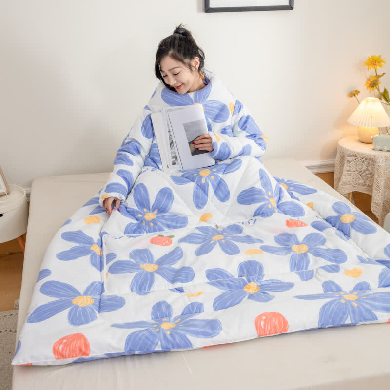 Couette portable avec motif floral et manches