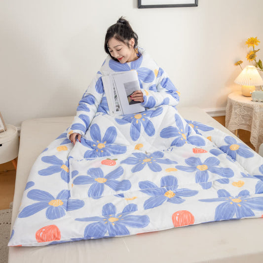 Couette portable avec motif floral et manches
