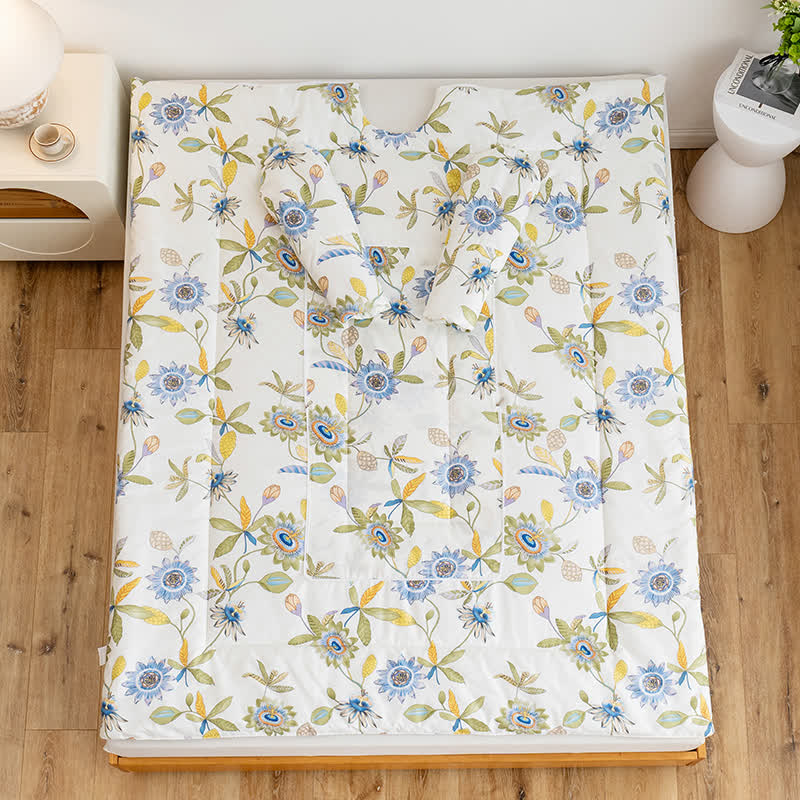 Couverture-oreiller portable avec motif floral et manches
