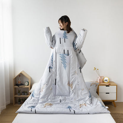 Couverture-oreiller fonctionnelle et portable avec manches