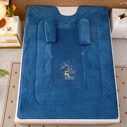 Couette portable avec oreiller en polaire unie