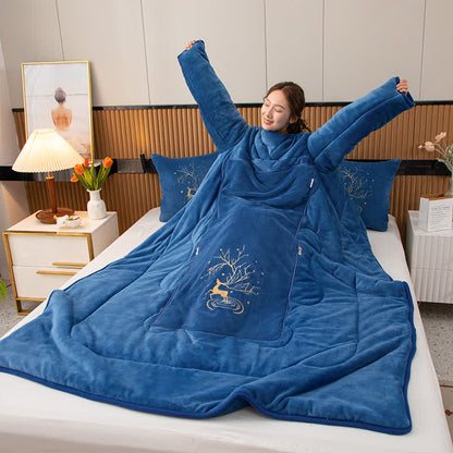 Couette portable avec oreiller en polaire unie