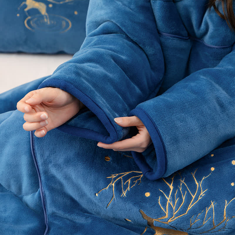 Couette portable avec oreiller en polaire unie