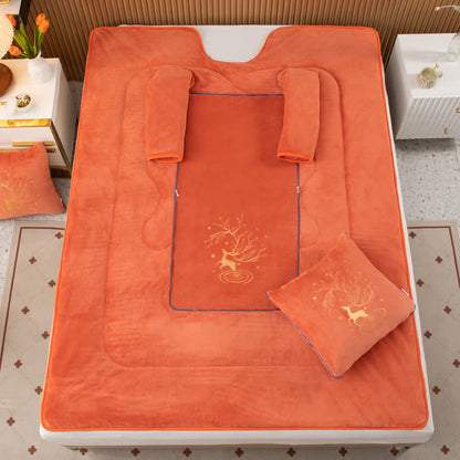 Couette portable avec oreiller en polaire unie