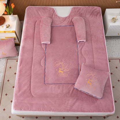 Couette portable avec oreiller en polaire unie