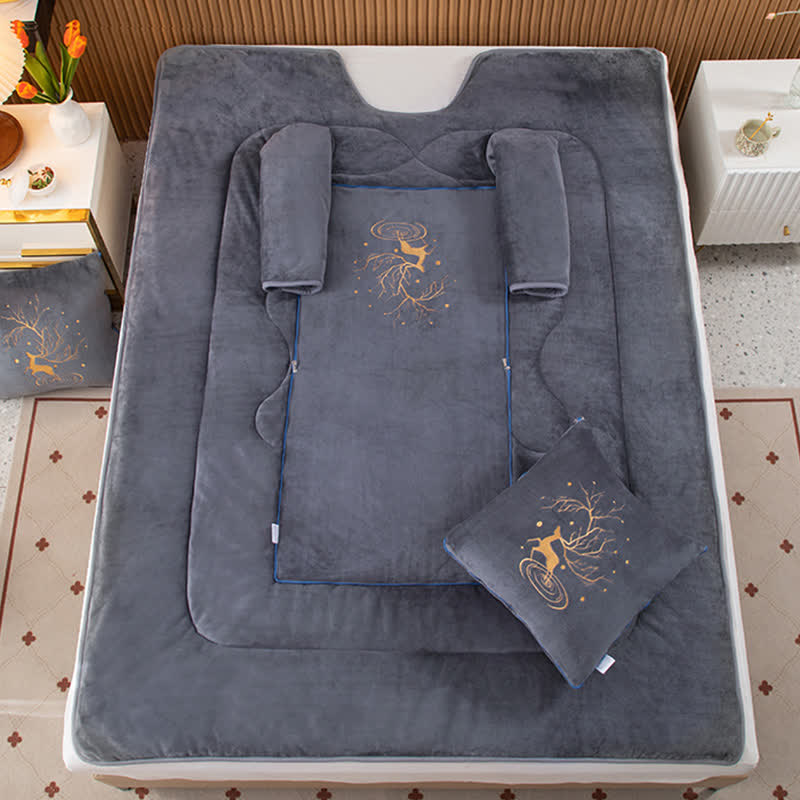 Couette portable avec oreiller en polaire unie