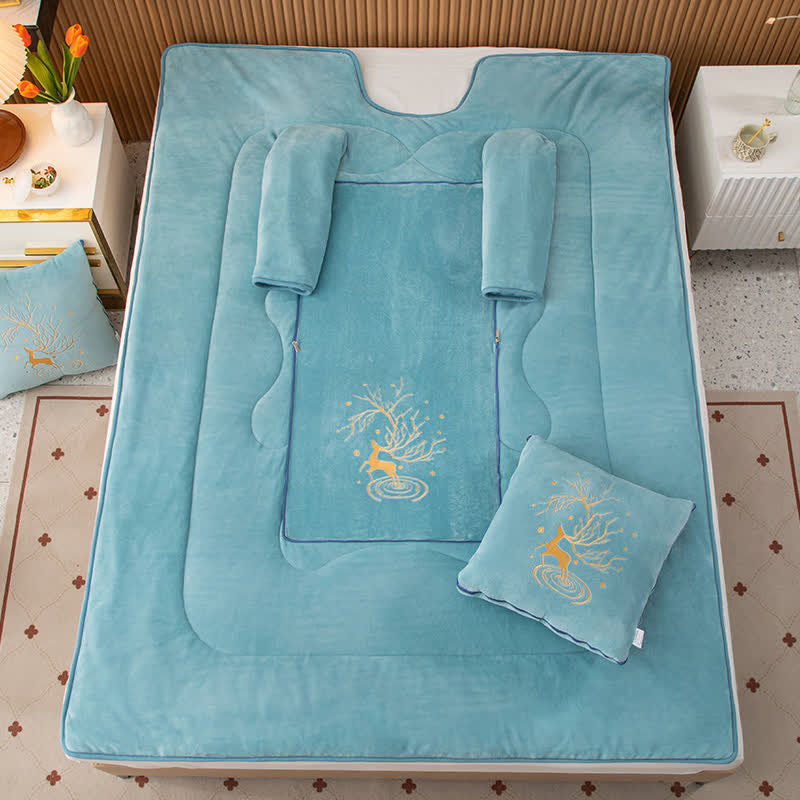 Couette portable avec oreiller en polaire unie