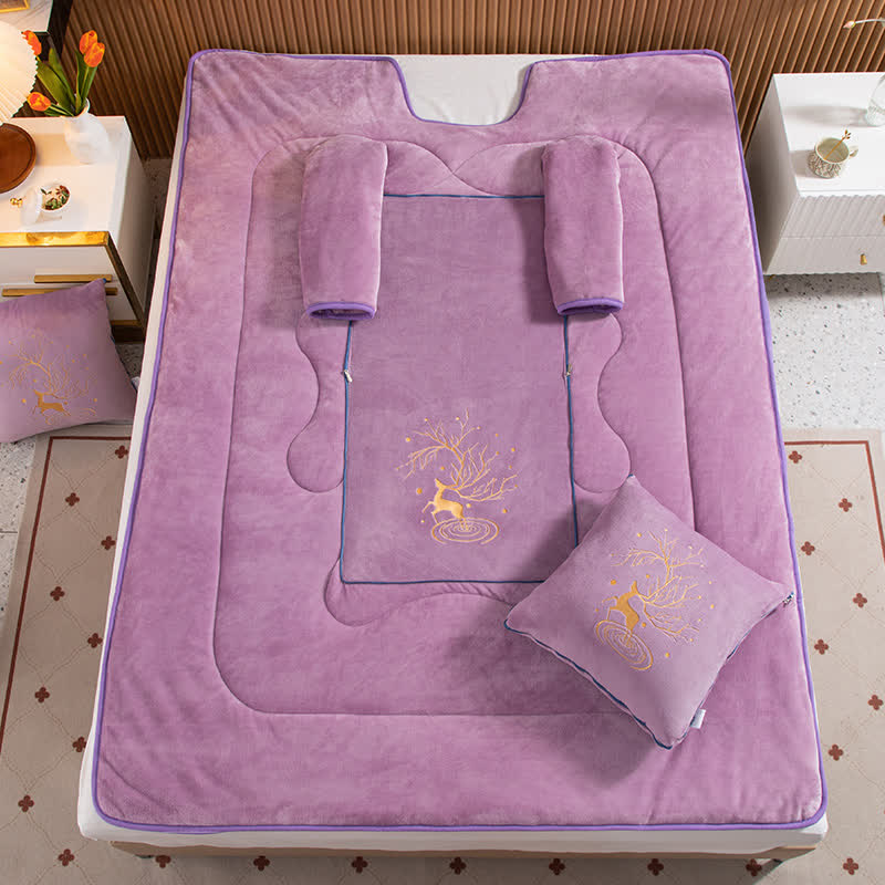 Couette portable avec oreiller en polaire unie