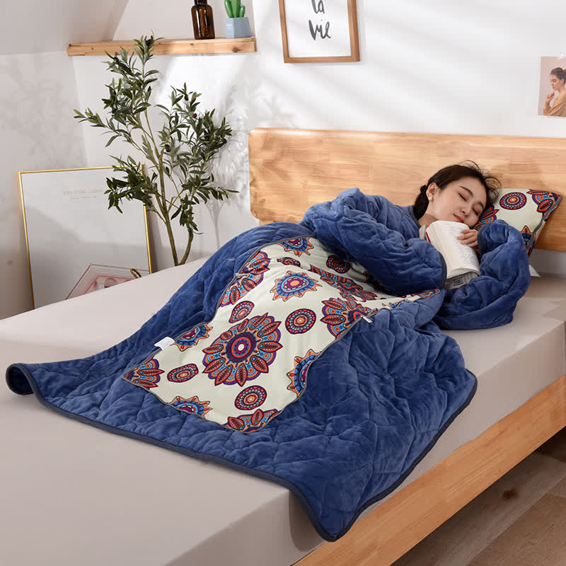 Oreiller fonctionnel en polaire rétro, couette portable