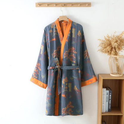 Peignoir kimono rétro respirant en pur coton