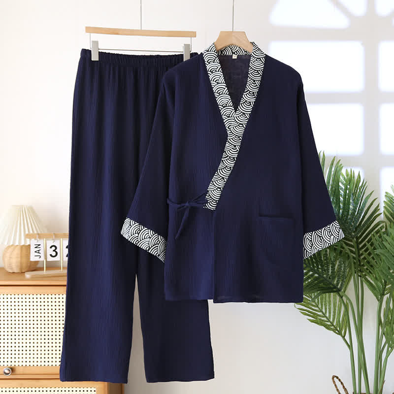 Ensemble pyjama kimono en gaze de coton neutre