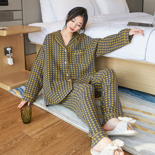 Ensemble pyjama surdimensionné en coton pied-de-poule