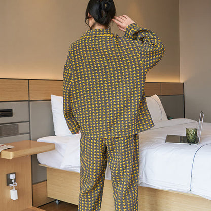 Ensemble pyjama surdimensionné en coton pied-de-poule