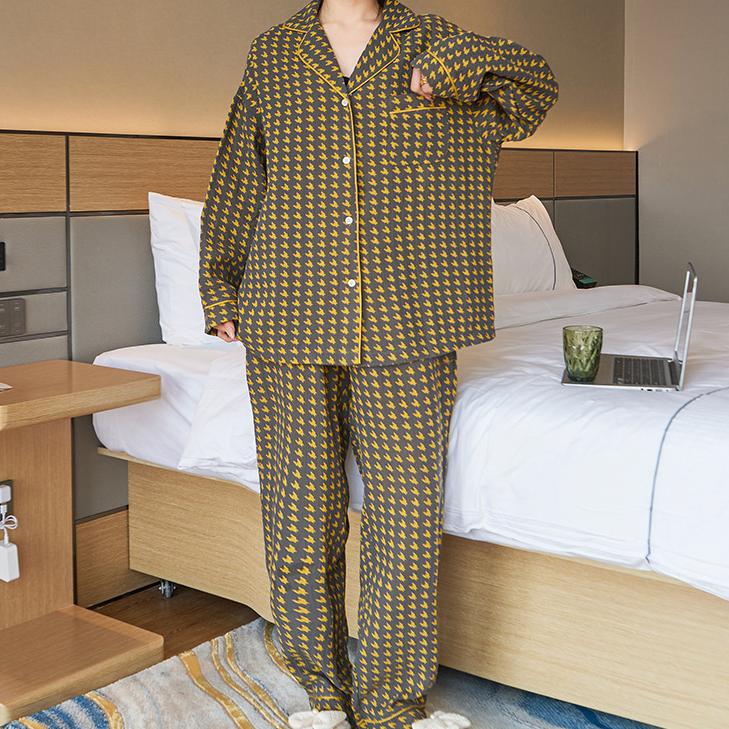 Ensemble pyjama surdimensionné en coton pied-de-poule