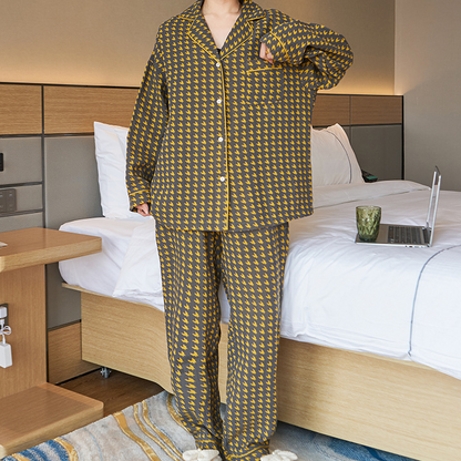 Ensemble pyjama surdimensionné en coton pied-de-poule