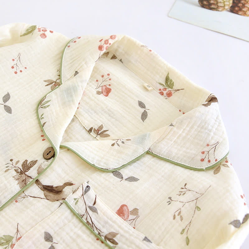 Ensemble pyjama country en gaze de coton jacquard