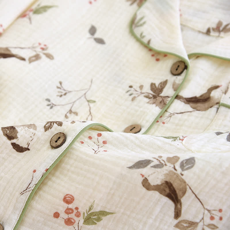 Ensemble pyjama country en gaze de coton jacquard