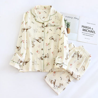 Ensemble pyjama country en gaze de coton jacquard