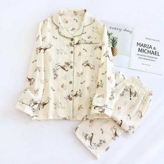 Ensemble pyjama country en gaze de coton jacquard