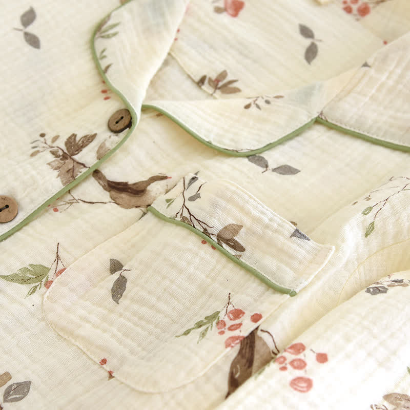 Ensemble pyjama country en gaze de coton jacquard
