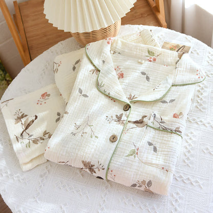 Ensemble pyjama country en gaze de coton jacquard