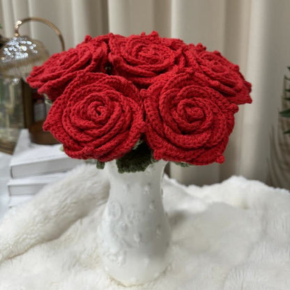 Ornement tissé à la main avec un bouquet de roses lumineuses