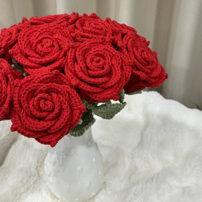 Ornement tissé à la main avec un bouquet de roses lumineuses