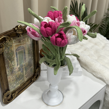 Ensemble de vases à bouquet de tulipes de style ferme au crochet