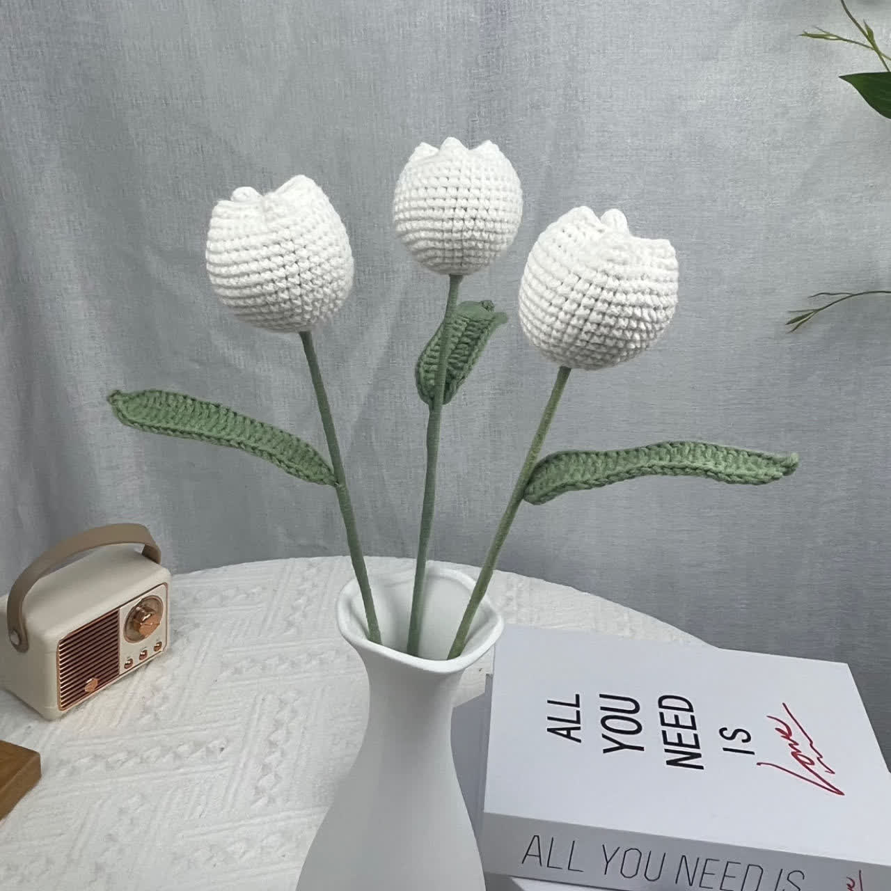 Bouquet de tulipes artificielles, décoration d'intérieur (3 pièces)