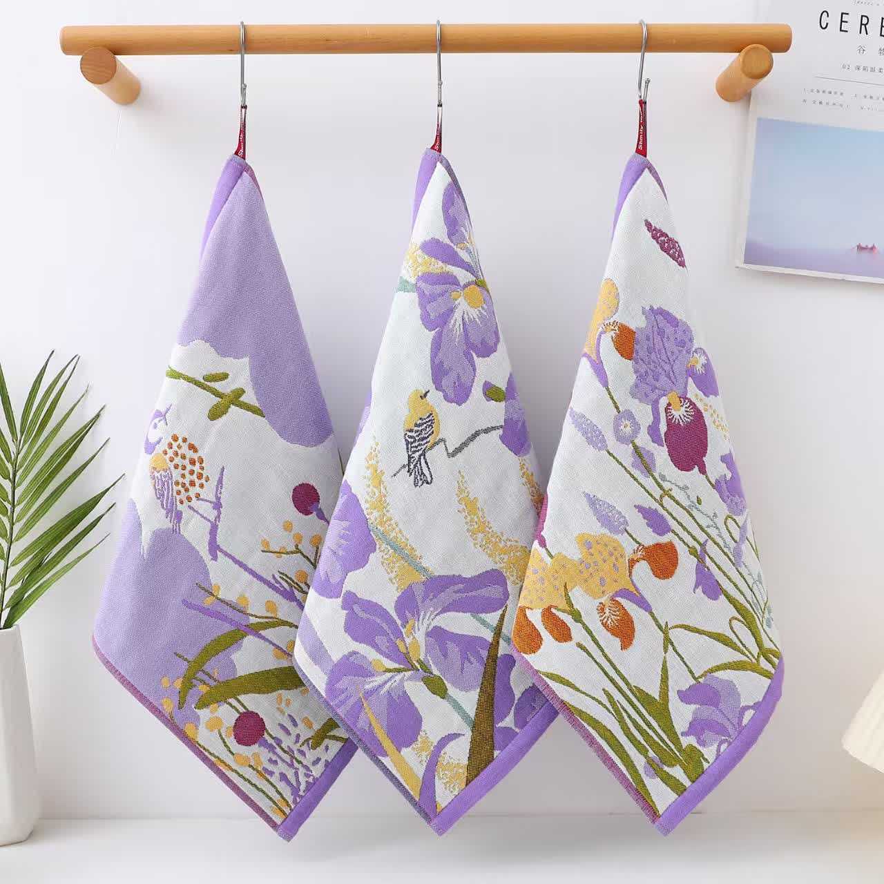 Serviette fonctionnelle en gaze de coton pastorale Jacquard