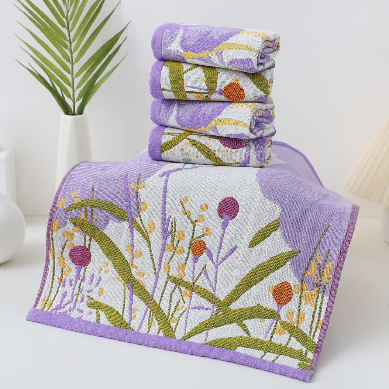 Serviette fonctionnelle en gaze de coton pastorale Jacquard
