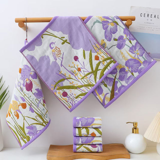 Serviette fonctionnelle en gaze de coton pastorale Jacquard