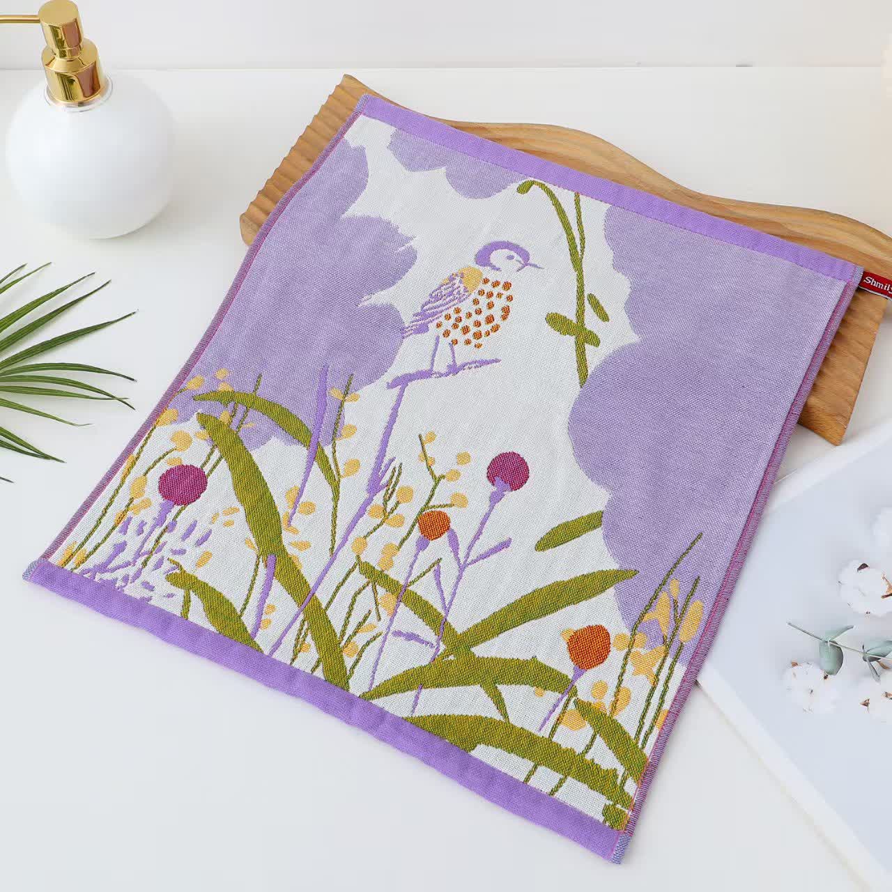 Serviette fonctionnelle en gaze de coton pastorale Jacquard