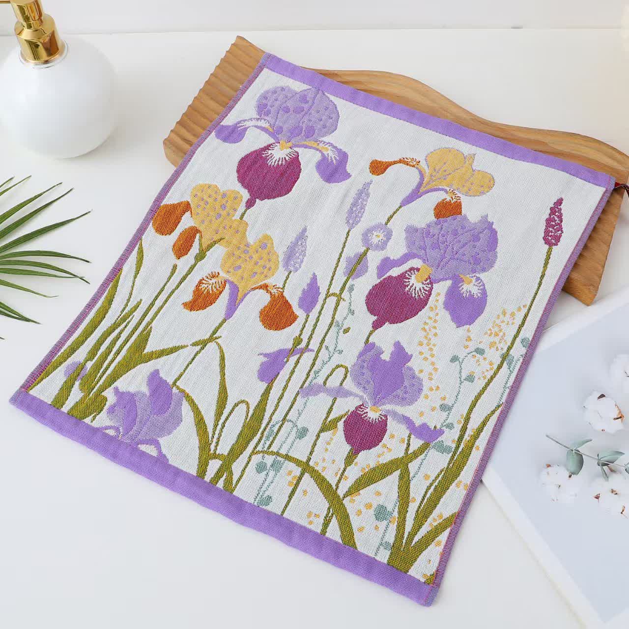 Serviette fonctionnelle en gaze de coton pastorale Jacquard