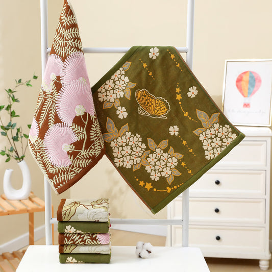 Torchon de cuisine en gaze de coton jacquard à motif floral rétro