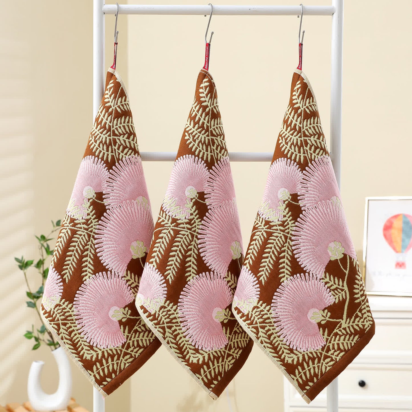 Torchon de cuisine en gaze de coton jacquard à motif floral rétro