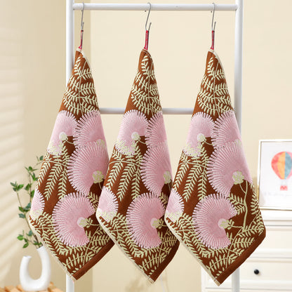 Torchon de cuisine en gaze de coton jacquard à motif floral rétro