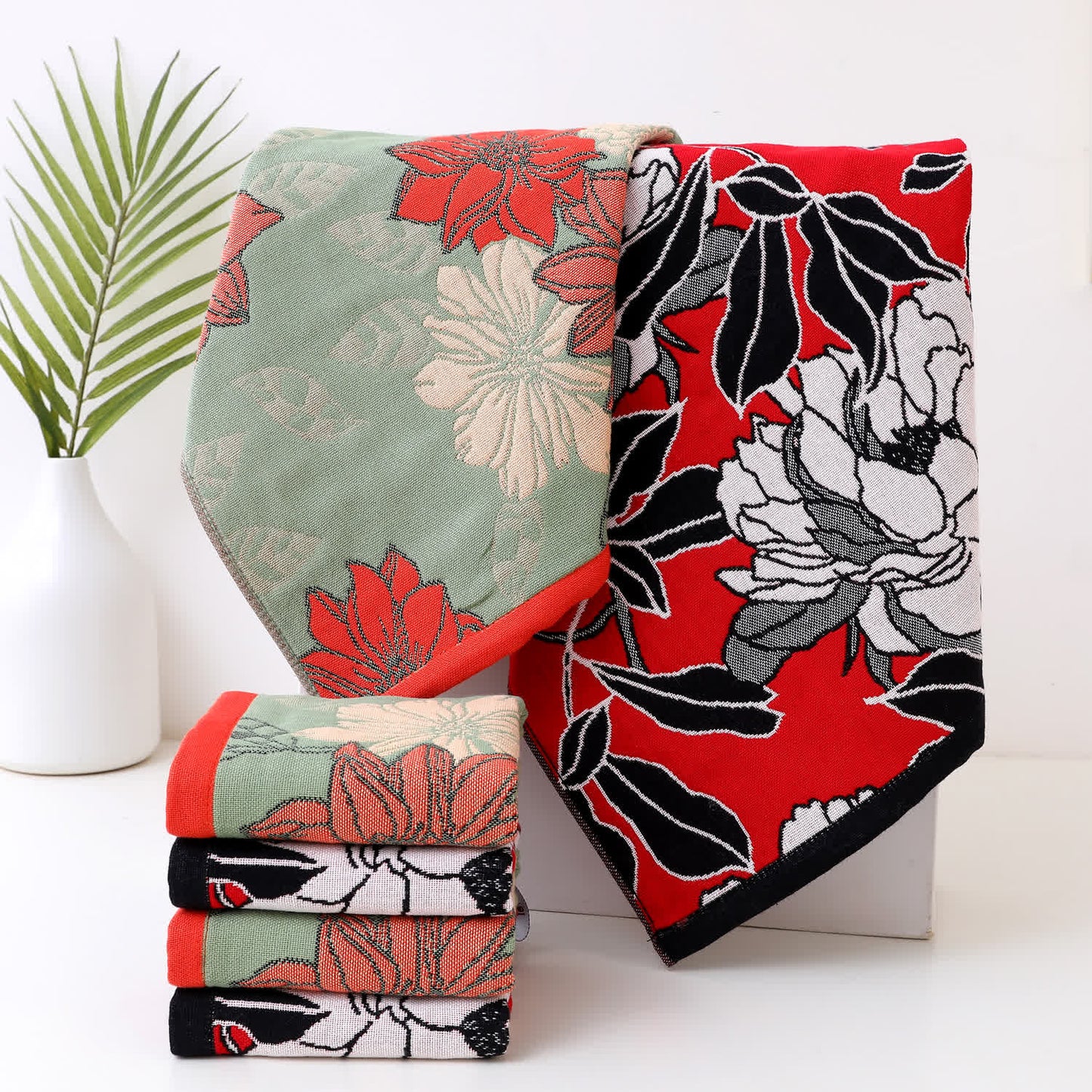 Torchon de cuisine en gaze de coton doux à motif floral