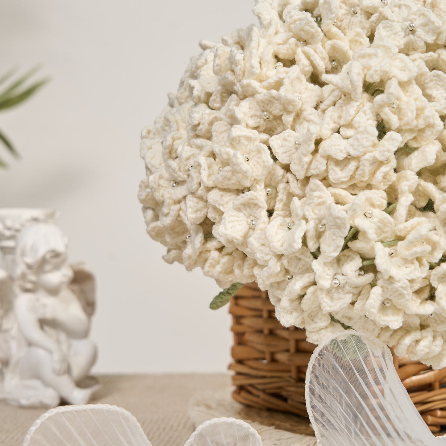 Bouquet d'hortensias au crochet, décoration d'intérieur, ornement