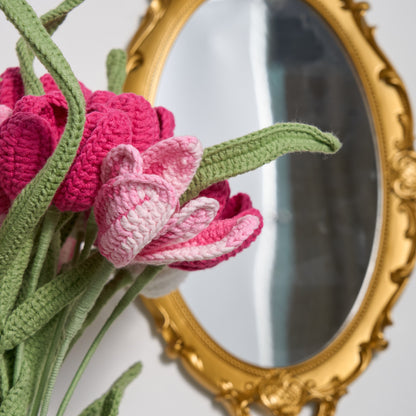 Ensemble de vases à bouquet de tulipes de style ferme au crochet