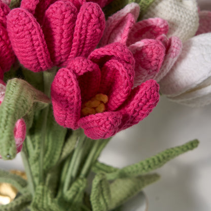 Ensemble de vases à bouquet de tulipes de style ferme au crochet