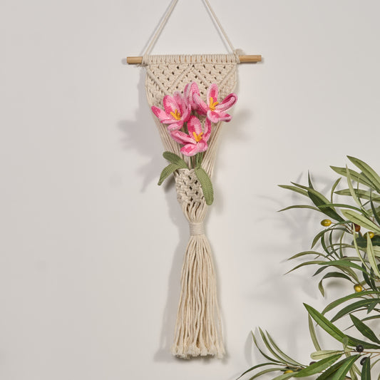 Ornement de bouquet de tulipes tissé à la main