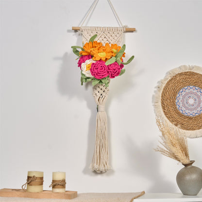 Bouquet tricoté à la main, décoration d'intérieur (12 pièces)