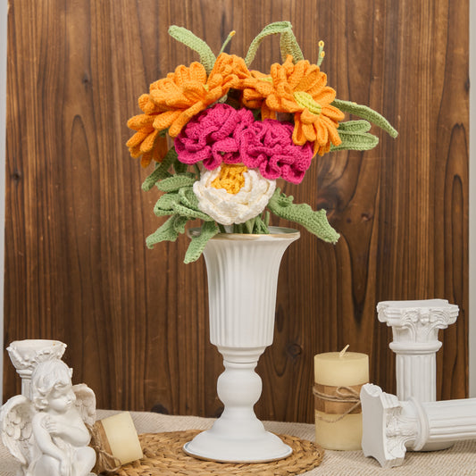 Bouquet tricoté à la main, décoration d'intérieur (12 pièces)