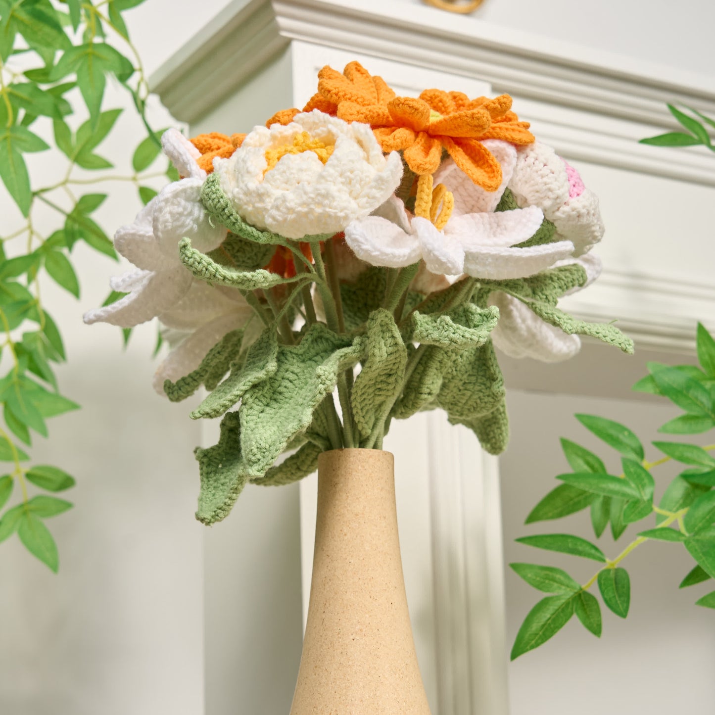 Ornement de fleur au crochet fait main (12 pièces)
