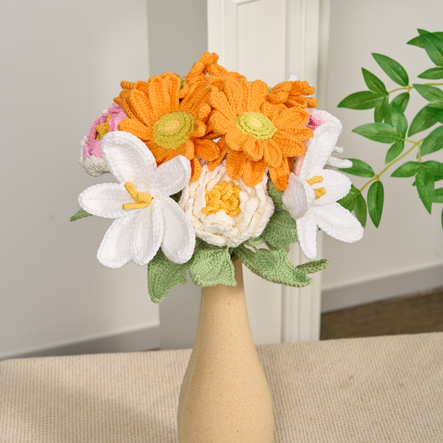 Ornement de fleur au crochet fait main (12 pièces)