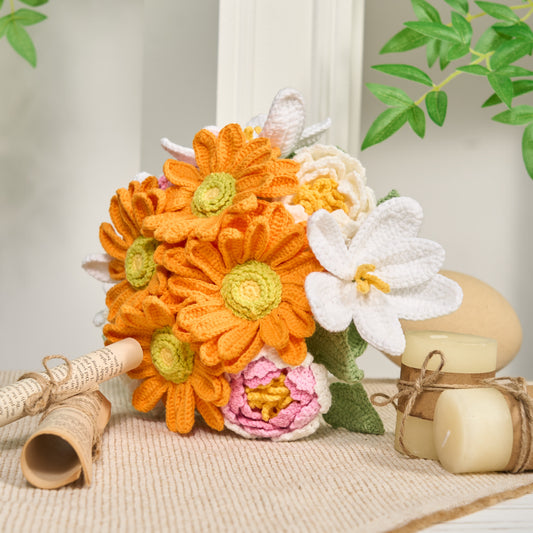 Ornement de fleur au crochet fait main (12 pièces)