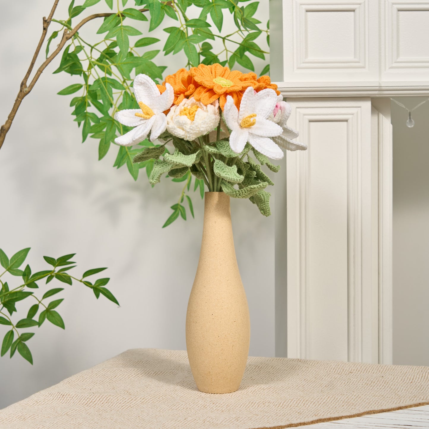 Ornement de fleur au crochet fait main (12 pièces)