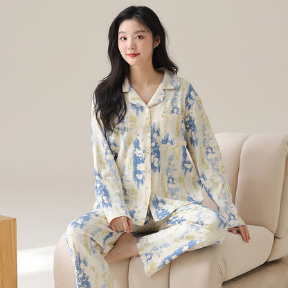 Ensemble de pyjama rafraîchissant en pur coton à motif floral