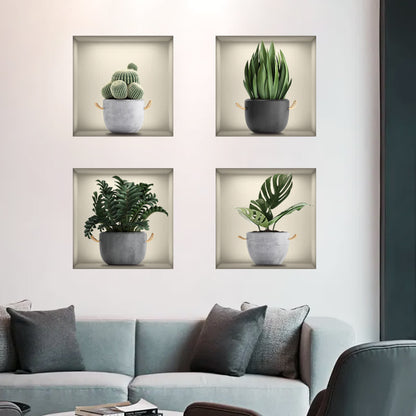 Stickers muraux 3D autocollants avec plantes botaniques